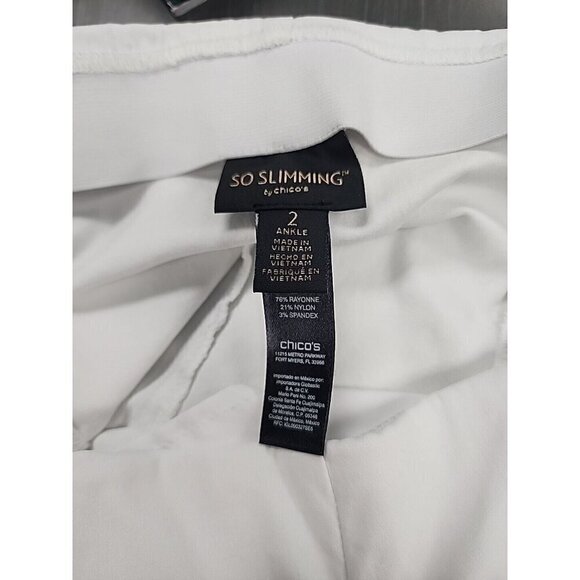 Chico's Pants Ankle White So Slimming Ankle Pants Tapered Leg Hi-rise Women's 12 - Picture 5 of 9